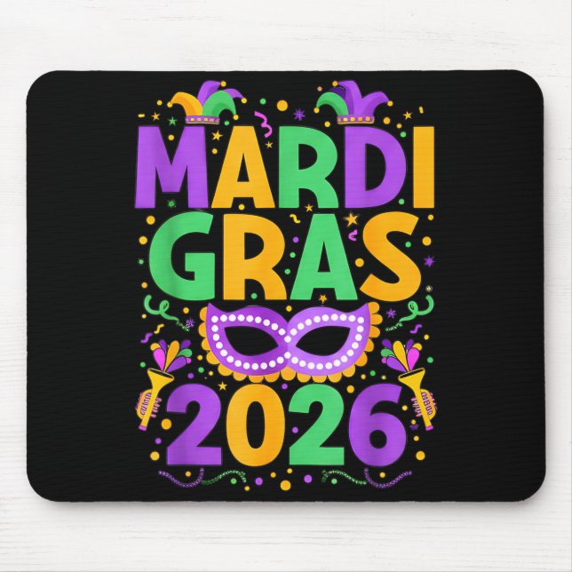 Happy Mardi Gras 2026 Costume New Orleans Matching Mouse Pad (Front)