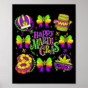 Happy Mardi Gras 2026 Funny King Cake Fleur De Lis Poster