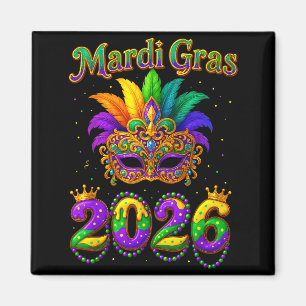 Happy Mardi Gras 2026 Jester Hat Carnival Men Wome Magnet