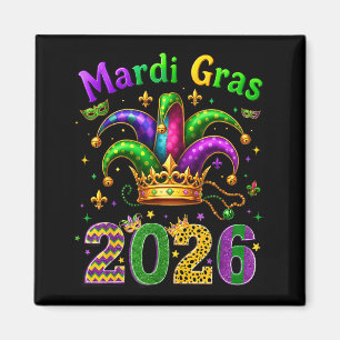 Happy Mardi Gras 2026 Jester Hat Men Women Kid Car Magnet