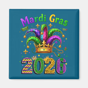 Happy Mardi Gras 2026 Jester Hat Men Women Kid Car Magnet
