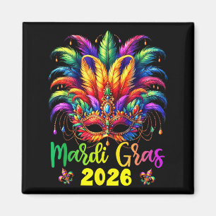 Happy Mardi Gras 2026 Jester Hat New Orleans Men W Magnet