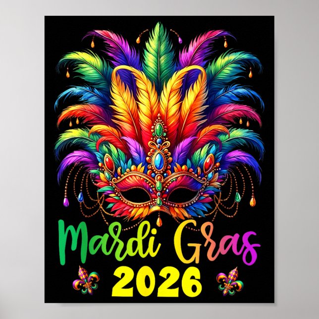 Happy Mardi Gras 2026 Jester Hat New Orleans Men W Poster (Front)