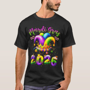 Happy Mardi Gras 2026 Jester Hat New Orleans Men W T-Shirt