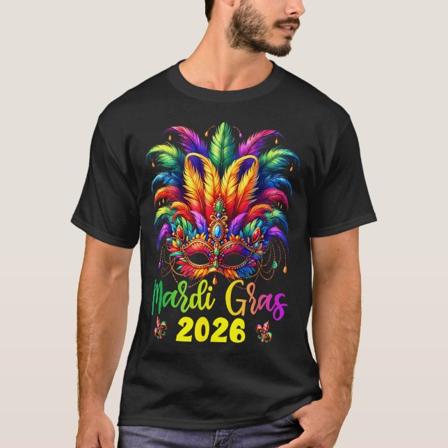 Happy Mardi Gras 2026 Jester Hat New Orleans Men W T-Shirt (Front)