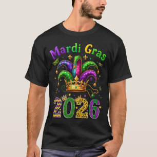 Happy Mardi Gras 2026 Jester Hat T-Shirt