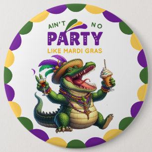 Happy Mardi Gras Alligator 6 Cm Round Badge