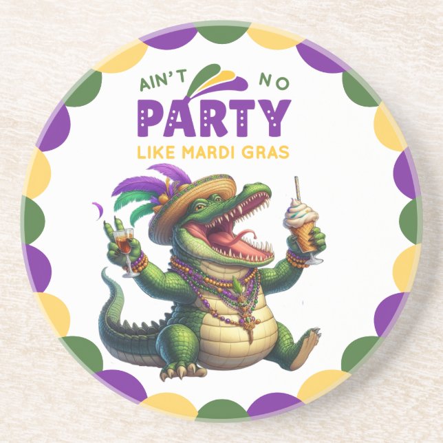 Happy Mardi Gras Alligator Coaster (Front)
