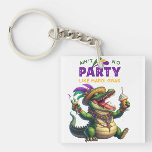 Happy Mardi Gras Alligator Key Ring