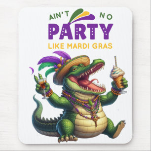 Happy Mardi Gras Alligator Mouse Pad
