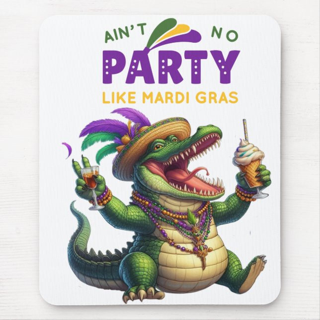 Happy Mardi Gras Alligator Mouse Pad (Front)