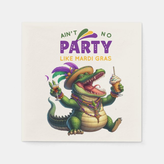 Happy Mardi Gras Alligator Napkin (Front)