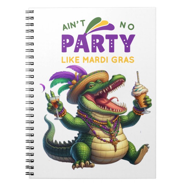 Happy Mardi Gras Alligator Notebook (Front)