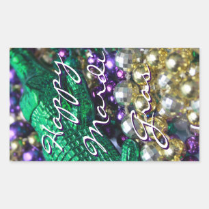 Happy Mardi Gras Bead Throws Custom Gator Decals Rectangular Sticker