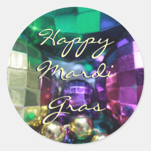 Happy Mardi Gras Bead Throws Customised Stickers