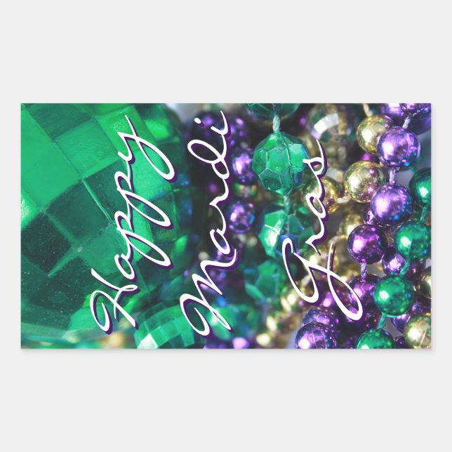 Happy Mardi Gras Bead Throws Personalised Decals Rectangular Sticker (Front)
