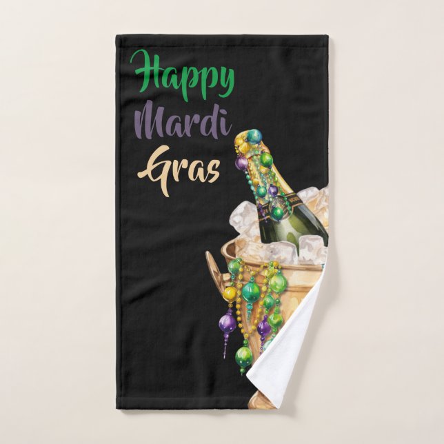 Happy Mardi Gras Bubbles and Beads Hand Towel (Hand Towel)