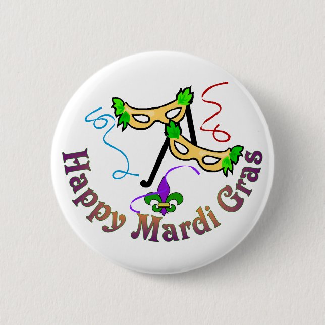 Happy Mardi Gras Button (Front)