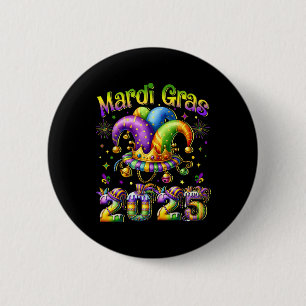 Happy Mardi Gras Carnival 2025 Mardi Gras Jester O 6 Cm Round Badge