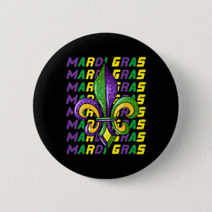 Happy Mardi Gras Carnival Fat Tuesday Fleur De Lis 6 Cm Round Badge