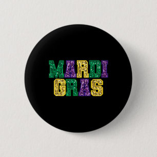 Happy Mardi Gras Carnival Fat Tuesday Fleur De Lis 6 Cm Round Badge