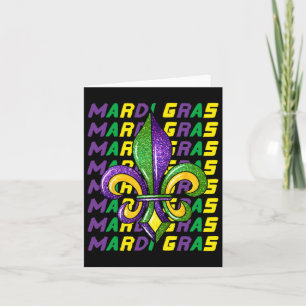 Happy Mardi Gras Carnival Fat Tuesday Fleur De Lis Card