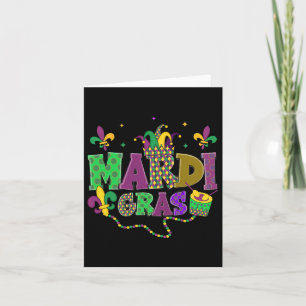 Happy Mardi Gras Carnival Fat Tuesday Fleur De Lis Card