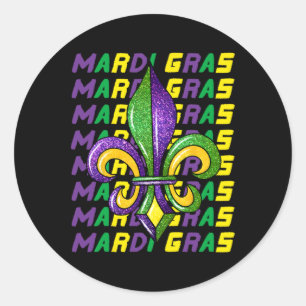 Happy Mardi Gras Carnival Fat Tuesday Fleur De Lis Classic Round Sticker