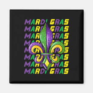 Happy Mardi Gras Carnival Fat Tuesday Fleur De Lis Magnet