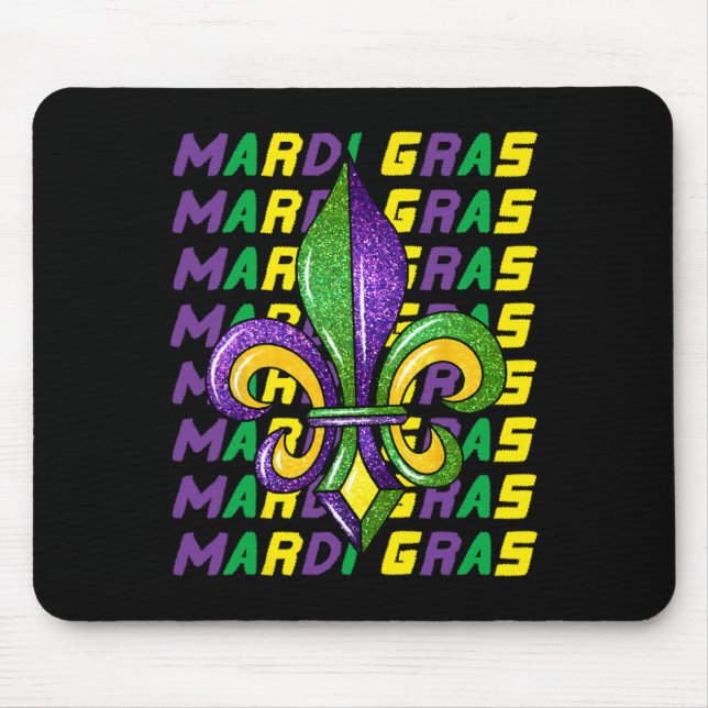 Happy Mardi Gras Carnival Fat Tuesday Fleur De Lis Mouse Pad (Front)
