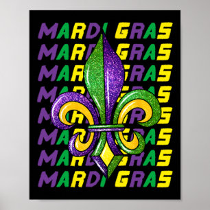 Happy Mardi Gras Carnival Fat Tuesday Fleur De Lis Poster