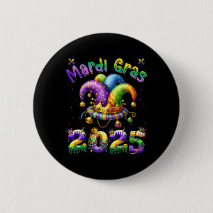 Happy Mardi Gras Carnival Mardi Gras 2025 Jester O 6 Cm Round Badge