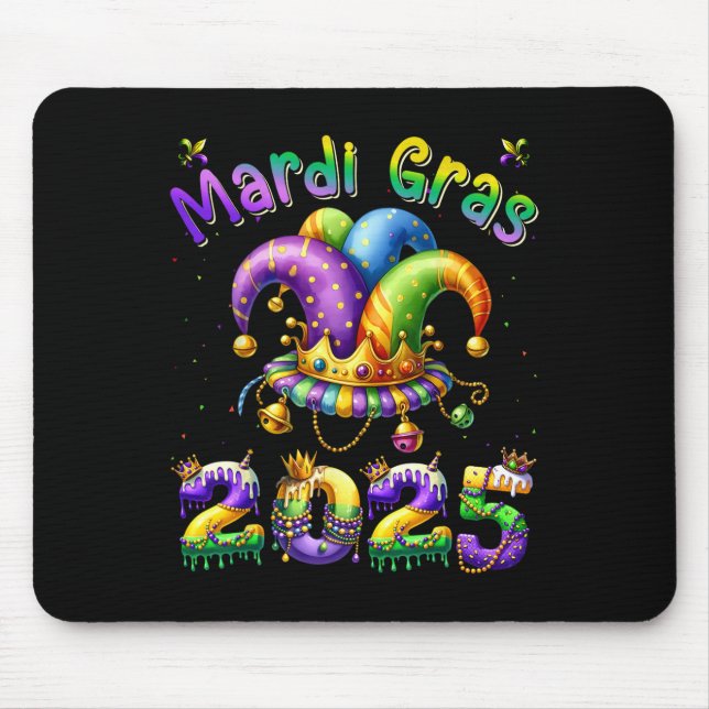 Happy Mardi Gras Carnival Mardi Gras 2025 Jester O Mouse Pad (Front)