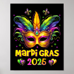 Happy Mardi Gras Carnival Mardi Gras Mask 2025 Jes Poster