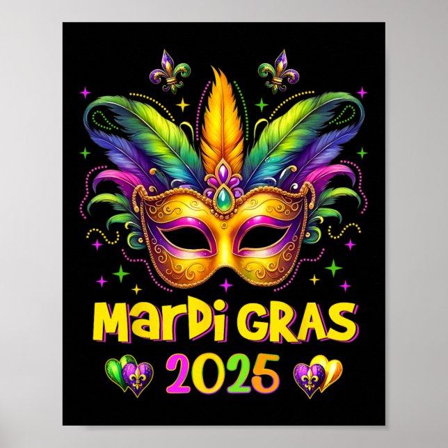 Happy Mardi Gras Carnival Mardi Gras Mask 2025 Jes Poster (Front)