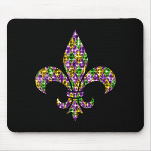 Happy Mardi Gras Carnival New Orleans Fleur De Lis Mouse Pad