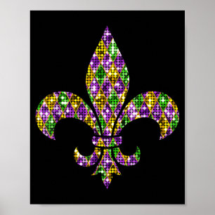 Happy Mardi Gras Carnival New Orleans Fleur De Lis Poster