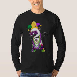 Happy Mardi Gras Cute Panda Wearing Beads Jester H T-Shirt