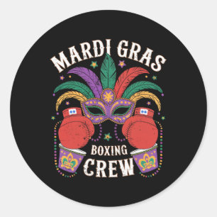 Happy Mardi Gras Day Boxing Crew Masked Player Fan Classic Round Sticker
