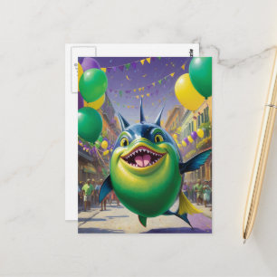 Happy Mardi Gras Fish Postcard