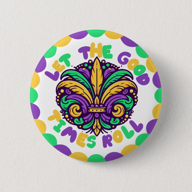 Happy Mardi Gras  fleur-de-lis  6 Cm Round Badge (Front)