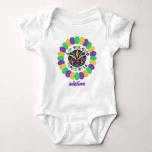 Happy Mardi Gras  fleur-de-lis  Baby Bodysuit