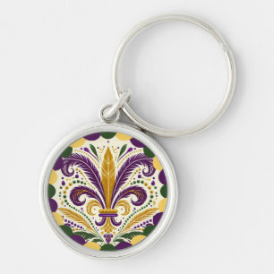 Happy Mardi Gras  fleur-de-lis  Key Ring
