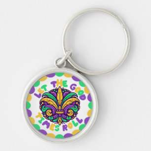 Happy Mardi Gras fleur-de-lis Key Ring