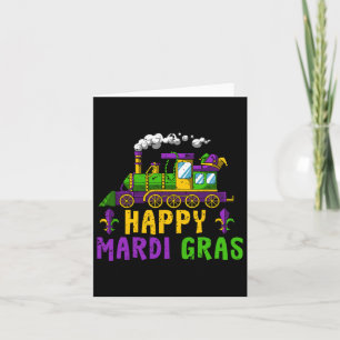 Happy Mardi Gras Jester Train Carnival Parade Part Card