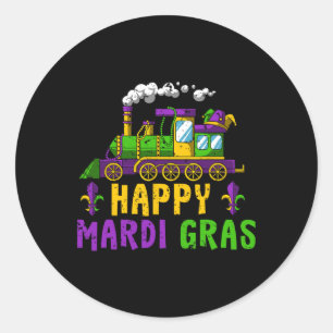 Happy Mardi Gras Jester Train Carnival Parade Part Classic Round Sticker