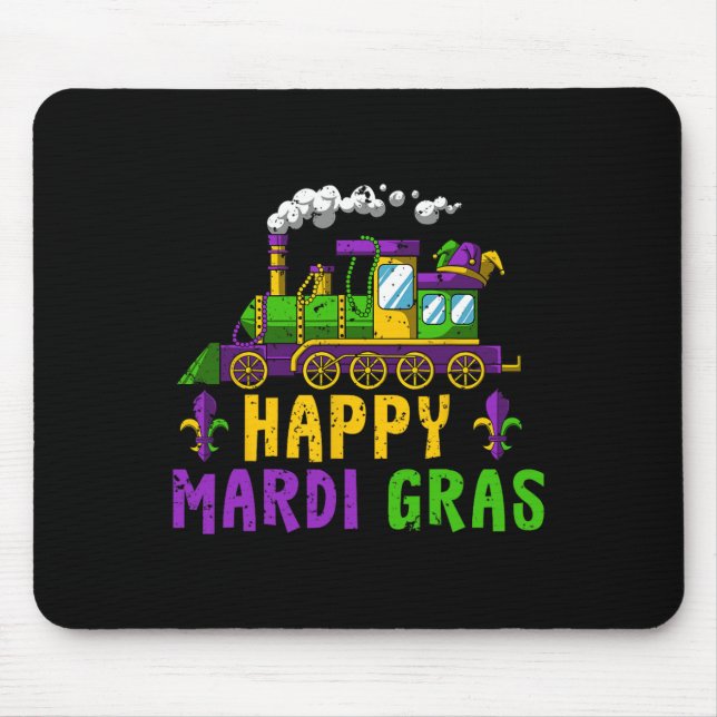 Happy Mardi Gras Jester Train Carnival Parade Part Mouse Pad (Front)