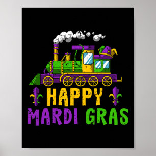 Happy Mardi Gras Jester Train Carnival Parade Part Poster