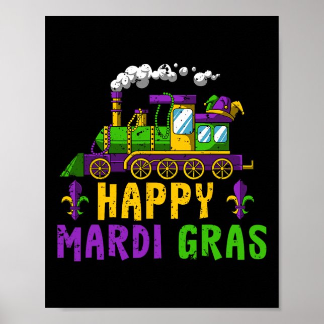 Happy Mardi Gras Jester Train Carnival Parade Part Poster (Front)
