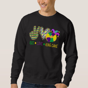 Happy Mardi Gras King Cake Peace Love Kids Men Wom Sweatshirt